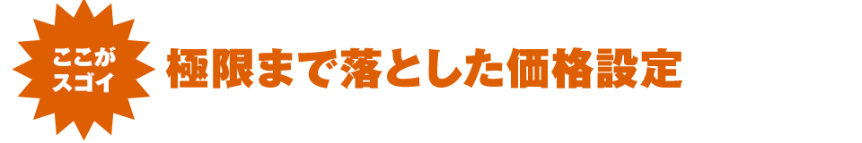 ここがスゴイ！　極限まで落とした価格設定