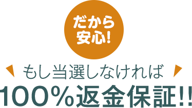 品質に絶対の自信あり！あんしんの100％返金保証！！